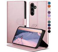 SkyDuck Funda para Samsung Galaxy A54 5G,con 1 Protector Pantalla Cristal Templado,Funda para Samsung Galaxy A54 5G [Bloqueo RFID][de Cuero PU][Ranura para Tarjeta] Carcasa para Samsung A54,Oro Rosa