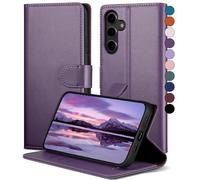 SkyDuck Funda para Samsung Galaxy A54 5G,con 1 Protector Pantalla Cristal Templado,Funda para Samsung Galaxy A54 5G [Bloqueo RFID][de Cuero PU][Ranura para Tarjeta] Carcasa para Samsung A54,Púrpura