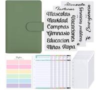 SKYDUE Agenda Ahorro Dinero Español, Organizador de Dinero, Libreta de Ahorro, Sistema de Sobres Para Ahorrar Dinero (Verde Oliva)
