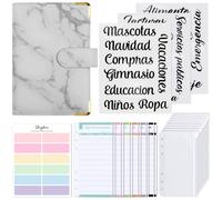 SKYDUE Agenda Ahorro Dinero Español, Organizador de Dinero, Libreta de Ahorro, Sistema de Sobres Para Ahorrar Dinero (Gris Marmolado)