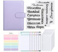 SKYDUE Agenda Ahorro Dinero Español, Organizador de Dinero, Libreta de Ahorro, Sistema de Sobres Para Ahorrar Dinero (Violeta)