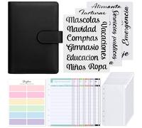 SKYDUE Agenda Ahorro Dinero Español, Organizador de Dinero, Libreta de Ahorro, Sistema de Sobres Para Ahorrar Dinero (Negro)