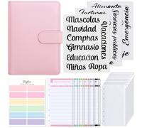SKYDUE Agenda Ahorro Dinero Español, Organizador de Dinero, Libreta de Ahorro, Sistema de Sobres Para Ahorrar Dinero (Rosa)