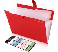 SKYDUE Carpeta Clasificadora, Carpetas Archivadoras, Carpeta Acordeon, Carpeta A4 Con 8 Compartimentos, Carpetas Plastico Carpeta Con Separadores Para Documentos De Acordeón(Rojo)