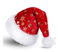 SKYDUE Gorro de Navidad, gorras de Navidad para adultos - Material suave y cómodo | Perfecto para Navidad, fiestas navideñas y Nochebuena | Gorro de Papá Noel para ocasiones festivas (estrella roja)