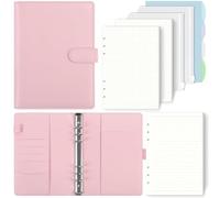 SKYDYE - Carpeta A5 Con Anillas, Cuaderno Con 135 Hojas de Recambio, Bolsillos y Divisores - Para Notas Escolares y Diarios de Viaje (Rosa Claro)