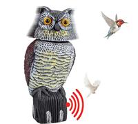 SkyFace Buho Espantapajaros Palomas, Buho Ahuyentador De Pajaros, Señuelo de Buho con Sonido y Cabeza Movil 360°, Búho Decorativo para Jardin Exterior Balcon Navidad Figura Buho de la Suerte
