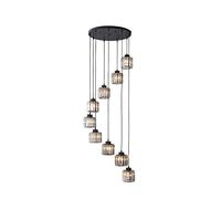 SKYGOO Candelabro en espiral para cuarto de servicio, luz de oficina Gold K9 Crystal Iron Company, sala de estar americana sin lámpara principal, lámpara de cafetería, luz de escalera para cocina, com