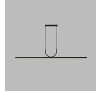 SKYGOO Lámpara de araña de dormitorio de tira larga, luz de sala de exposición de sala de pintura de estatua de 40 W, lámpara de araña de aluminio cepillado negro minimalista, lámpara de araña de hote