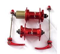 SkyjOy Buje Trasero MTB Pinchos de Cubo Rueda Bicicleta, 32 Orificios, montaña, 6 Clavos, Freno Disco, Eje Barril, Velocidad QR11, rodamiento NBK, 120 Anillos, Parte Trasera y Delantera(Red Pair)