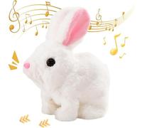 SkyJoy Juguete Interactivo para Conejos. Muñeco Conejo de Peluche Que Corre, ladra y Mueve Las Orejas y la Boca. Conejo de Juguete Que rebota. (Blanco*1)