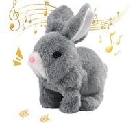 SkyJoy Juguete Interactivo para Conejos. Muñeco Conejo de Peluche Que Corre, ladra y Mueve Las Orejas y la Boca. Conejo de Juguete Que rebota. (Gris*1)