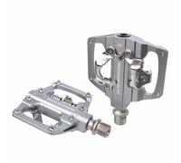 SkyjOy Pedales MTB Pedales automáticos MTB con autobloqueo, aleación de Aluminio CNC, rodamiento DU, Plataforma Plana Doble, Pedales for Bicicleta montaña(Silver)