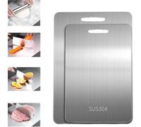 SkyJoy® Tabla de cortar de acero inoxidable.39 * 28 cm + 34 * 23 cm Dos piezas. 304 tabla de cortar de acero inoxidable de doble cara, libre de BPA, antimicrobiano, duradero