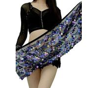 SkyjOy Traje Danza Oriental Falda con Cadena for la Cintura y pañuelo for la Cadera for Danza del Vientre, Sexy, con Lentejuelas, Ajustable, for Mujer Danza del Vientre(Noir)