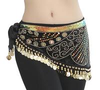 SkyjOy Traje Danza Oriental Pañuelo for la Cadera for Danza del Vientre Cinturón for la Cadera for Danza del Vientre for Festival Danza del Vientre(Noir)