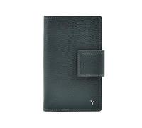 SKYLE Cartera Bi-Fold de piel auténtica para mujer, con protección RFID, 10 ranuras para tarjetas, ventana para documento de identidad, compartimento para efectivo y monedas, diseño italiano, Verde