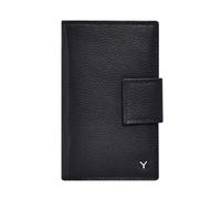 skyle Cartera Bi-Fold de piel auténtica para mujer, con protección RFID, 10 ranuras para tarjetas, ventana para documento de identidad, compartimento para efectivo y monedas, diseño italiano, Negro ,