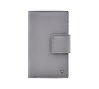 SKYLE Cartera Bi-Fold de piel auténtica para mujer, con protección RFID, 10 ranuras para tarjetas, ventana para documento de identidad, compartimento para efectivo y monedas, diseño italiano, Light