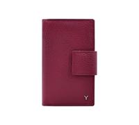 SKYLE Cartera Bi-Fold de piel auténtica para mujer, con protección RFID, 10 ranuras para tarjetas, ventana para documento de identidad, compartimento para efectivo y monedas, diseño italiano, burdeos