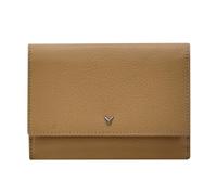 skyle Cartera Tri-Fold de piel para mujer, protección RFID, 8 ranuras para tarjetas, 3 ventanas para documentos, compartimento para efectivo y monedas con cremallera, diseño italiano, Biscuit,