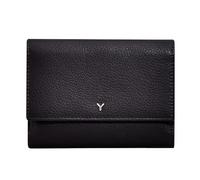 skyle Cartera Tri-Fold de piel para mujer, protección RFID, 8 ranuras para tarjetas, 3 ventanas para documentos, compartimento para efectivo y monedas con cremallera, diseño italiano, Dark Brown Coffe