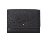 skyle Cartera Tri-Fold de piel para mujer, protección RFID, 8 ranuras para tarjetas, 3 ventanas para documentos, compartimento para efectivo y monedas con cremallera, diseño italiano, Negro ,