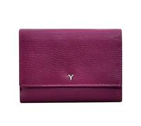 skyle Cartera Tri-Fold de piel para mujer, protección RFID, 8 ranuras para tarjetas, 3 ventanas para documentos, compartimento para efectivo y monedas con cremallera, diseño italiano, Plum,