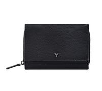 skyle Cartera Trifold de piel para mujer, 7 ranuras para tarjetas, ventana para ID, bolsillo con cremallera para efectivo y monedas, cierre de botón y cremallera, diseño italiano, Negro , 13x8,75x3,5