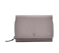 skyle Cartera Trifold de piel para mujer, 7 ranuras para tarjetas, ventana para ID, bolsillo con cremallera para efectivo y monedas, cierre de botón y cremallera, diseño italiano, topo, 13x8,75x3,5