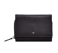 skyle Cartera Trifold de piel para mujer, 7 ranuras para tarjetas, ventana para ID, bolsillo con cremallera para efectivo y monedas, cierre de botón y cremallera, diseño italiano, Dark Brown Coffe,