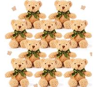 Skylety 10 Animales de Peluche de Oso de Operación de Navidad Juguetes de Felpa Suave Osos Lindos con Lazo de Cinta para Niños Recuerdo Fiesta Baby Shower Valentín Cumpleaños (Marrón)