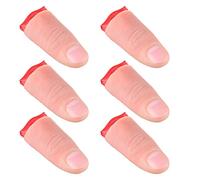 Skylety 6 Piezas Dedos de Pulgar Falso Dedos Mágicos de Plástico Dedos Cortados Realistas Accesorios de Rendimiento Mágico Juguete de Plástico de Truco de Magia con 6 Paños de Entrenamiento Rojo