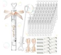Skylety 80 Set Burbujas para Boda con Pegatinas, Tubos con Corazón, Accesorios para Ceremonia, Detalle para Invitados, Decoración para Registro Civil, Bautizo, Cumpleaños