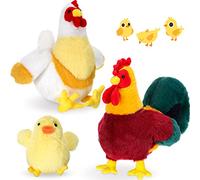 Skylety Set de 3 Piezas de Regalos de Animales de Peluche de Pollo Lindo y Gallo Engreído, Juguetes de Peluche de Pollitos para el Día de la Madre, Recuerdo de Fiesta, Suministros de Cumpleaños