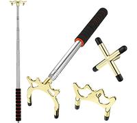 Skylety Taco de Billar Retráctil con 3 Cabezales de Puente de Latón Extraíbles, Accesorio para Mesa (Dorado)