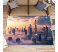 Skyline Rugs - Alfombra de cocina con diseño de paisaje urbano de 120 x 170 pulgadas, alfombras de amanecer para sala de estar, lavable, antideslizante y suave para decoración del hogar