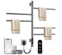 SKYLYZH Toallero Electrico Baño, Rotación de 180° Toallero Electrico, 415 x 680mm, 85W, Radiador Toallero Electrico, WiFi Ceniza Calentador de Toallas, Secatoallas, Ahorro de energía-G63 WiFi Gray