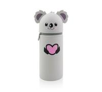 Skymico Kawaii Corazón Estuche 2 en 1, funda de silicona suave, con cremallera, estuche para lápices de colores, 18,5 cm de alto (koala)