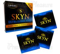 Skyn EXTRA LUBRICATED Caja de 3 Condones No Contiene Látex Grandes Sellados Por
