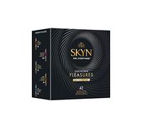 SKYN Unknown Pleasures (paquete de 42): surtido de condones sin látex de superficie lisa y texturizada para hombres, tecnología SKYNFEEL, lubricados, ancho nominal de 53 mm