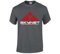Skynet Cyberdyne Systems Inspired by Terminator - Camiseta de algodón, Camiseta gris con estampado blanco, XXL