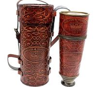 SKYNOTCH Telescopio hecho a mano | Talla media de cuero | 20 pulgadas | Réplica funcional vintage de latón náutico antiguo telescopio de regalo