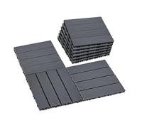 Skypatio Azulejos entrelazados para terraza, 9 unidades, 12 x 12 pulgadas, para todo tipo de clima, plástico y madera al aire libre, azulejos de suelo de patio para interiores, balcón, porche, patio