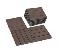 Skypatio Azulejos entrelazados para terraza, 9 unidades, 12 x 12 pulgadas, para todo tipo de clima, plástico y madera al aire libre, azulejos de suelo de patio para interiores, balcón, porche, patio