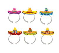 SkyPOOU 6 diademas de sombrero coloridas, accesorios de fiesta, decoración para el cabello, tocado de papel para fiestas temáticas, decoraciones de fiesta temática