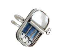 SkyPOOU Anillo de diseño único de lata de sardina, accesorio para adultos de moda y entusiastas de la moda, artesanía de composiciones de aleación resistentes. Plata, Length 3cm/1.18inch, Metal