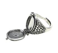 SkyPOOU Anillos de aleación Gawu con compartimento secreto para joyas, tamaño ajustable, anillos abribles, accesorio étnico para fiestas, color plateado, Diameter:Approx.18mm/0.71inch, Metal