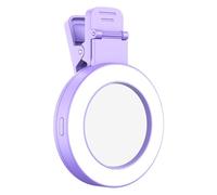 SkyPOOU Anillos de luz para selfies con batería incorporada, ABS y silicona, luces LED, anillos de luz de funcionamiento simple para teléfono, brillo ajustable