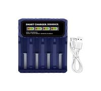 SkyPOOU Base de carga de batería 18650 de 4 ranuras con compatibilidad inteligente de parada automática para baterías 14500, 18500, 21700, 26650, 32650, apagado automático, carga de batería